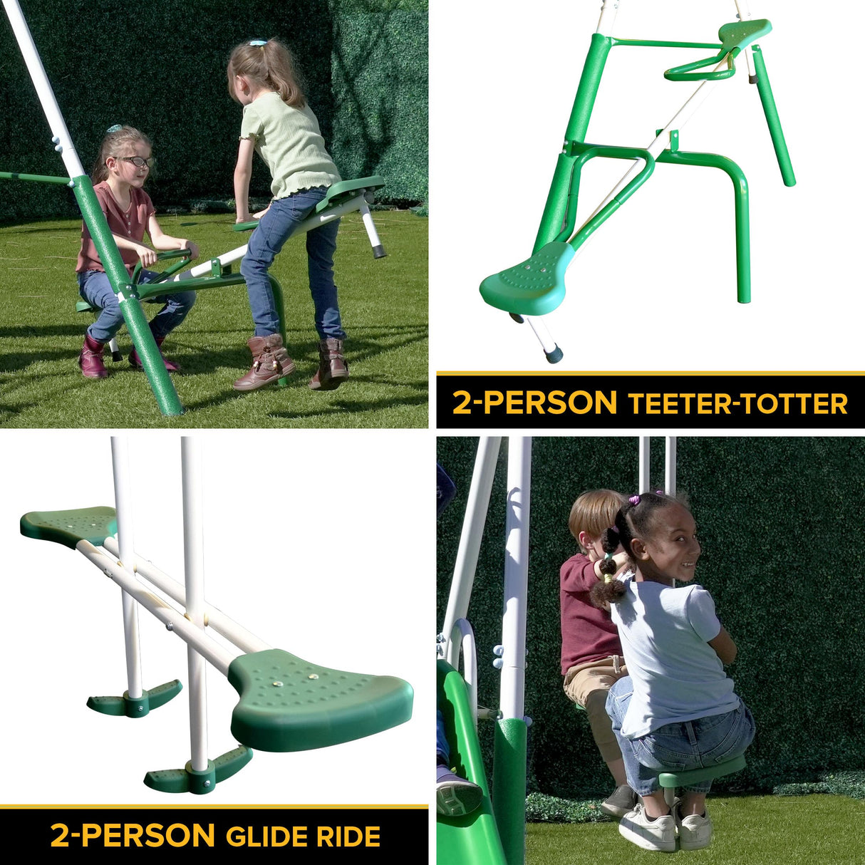 Sportspower Park Ridge Metal Swing Set: 2 Swings/Standing Swing, 2 Person Roman Glider Swing, Teeter Totter and 5' Wavy Slide, EXCEEDS ASTM Safety Standards *Bonus 4pc Anchor Kit* Sportspower