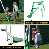 Sportspower Park Ridge Metal Swing Set: 2 Swings/Standing Swing, 2 Person Roman Glider Swing, Teeter Totter and 5' Wavy Slide, EXCEEDS ASTM Safety Standards *Bonus 4pc Anchor Kit* Sportspower