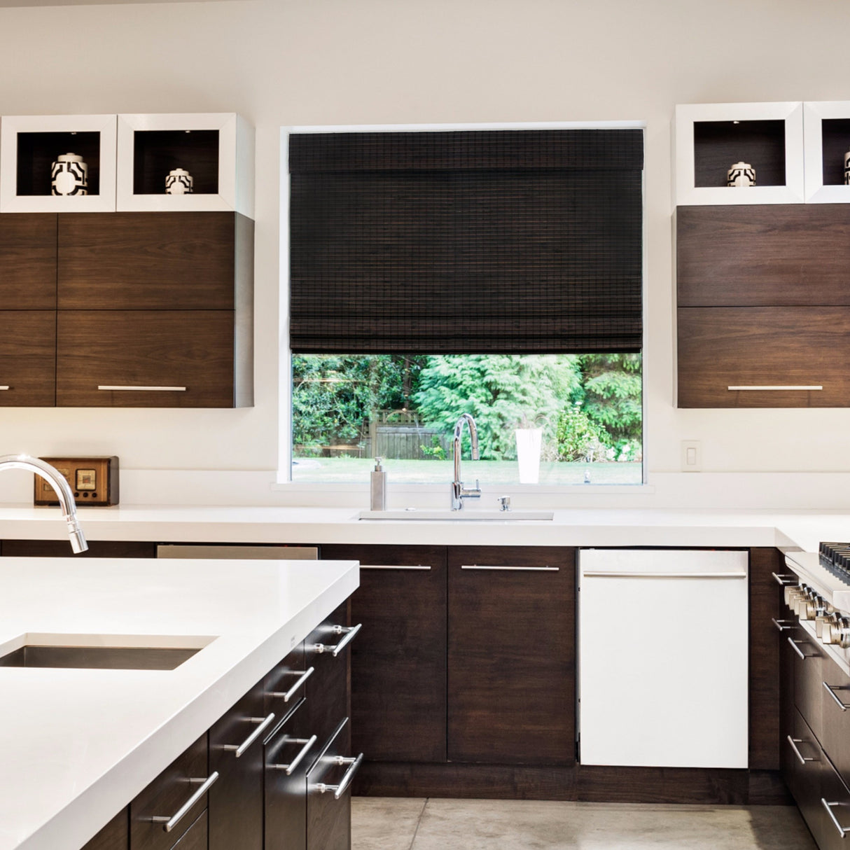 Radiance Cordless Bamboo Roman Shade in Espresso – 34" W x 64" L Radiance