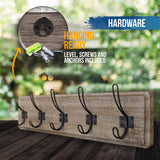 HBCY Creations Weathered Rustic Coat Rack Wall Mount with 5 Hooks, Solid Pine Wood 24 inch Wall Hooks for Entryway, Mudroom, Hallway, Bathroom - Vintage Farmhouse Style Wall Mounted Towel Rack HBCY Creations