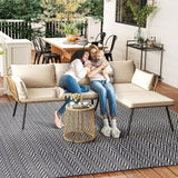 DWVO Patio Furniture Set 3 Piece Outdoor Wicker Conversation Set with Detachable Cushions and Coffee Table L-Shaped Sectional Sofa Set Outdoor Furniture Set for Backyard Porch Deck - Beige DWVO