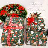 PlandRichW Christmas Wrapping Paper Folded for Kids Boys Girls Man Women Gift's. Papercraft Snowmen, Candy Canes, Tree, Socks, Snowflakes, Happy New Year Bulk of 12 Sheets 20"x 29" Folded PlandRichW