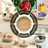 8 Sets Basket Weaving Craft Kit for Beginners,DIY Burlap Style Desk Storage Small Parts Candy Cookies Bowls,8 inches Plastic Base and 109yd Jute Twine and Cork Linings & Lace & Hot Glue Sticks AOUXSEEM