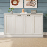 Merax Twin Size Murphy Bed Wall Bed, Folding into a Cabinet, Space Saving Bedroom Furniture for Multipurpose Guest Room, Home Office, Rustic White Merax