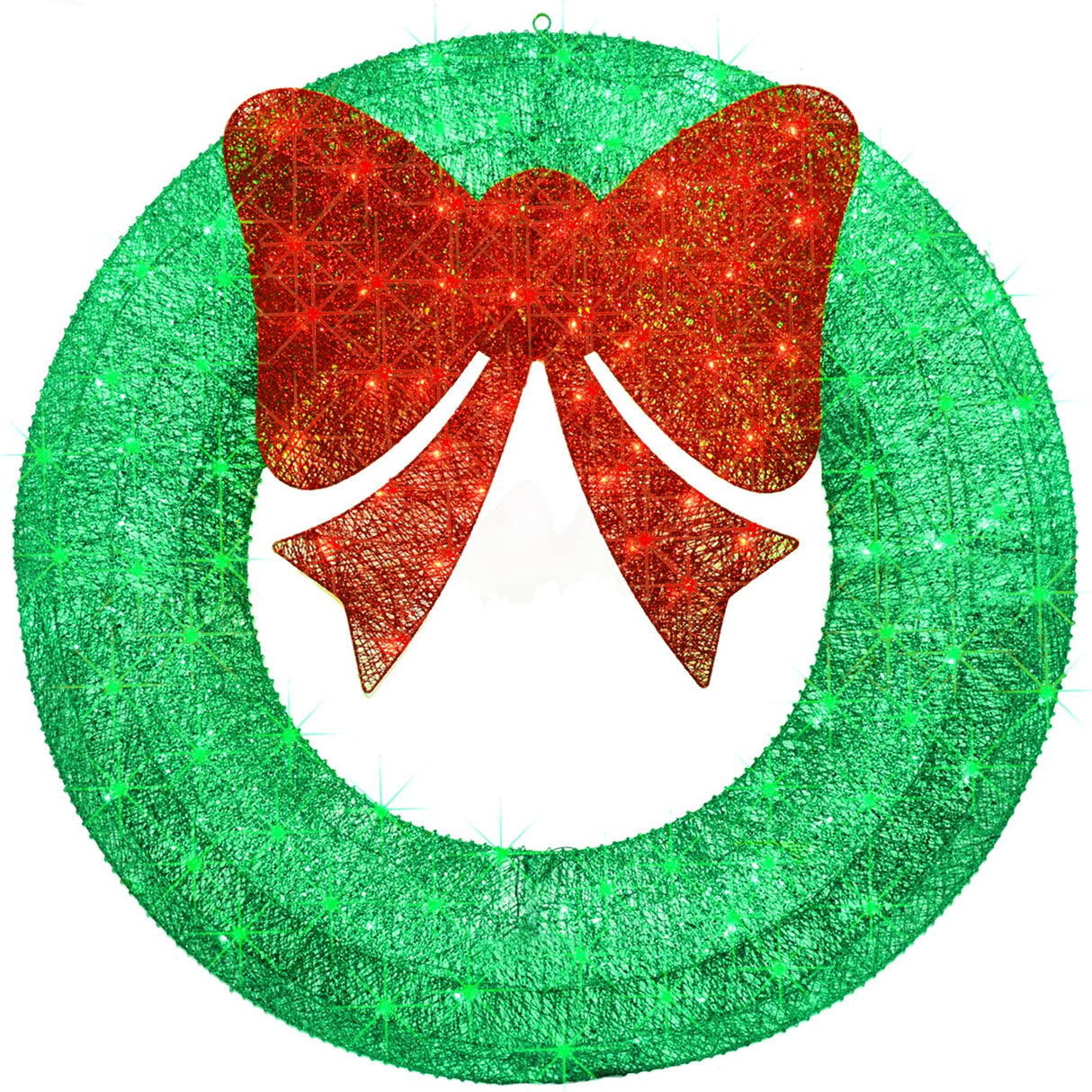 48Inch 4FT Large Christmas Wreath - Outdoor Christmas Wreaths with LED Lights,Extension Cable, Xmas Decorations for Door Outdoor Indoor Wall Home - Green HOYECHI