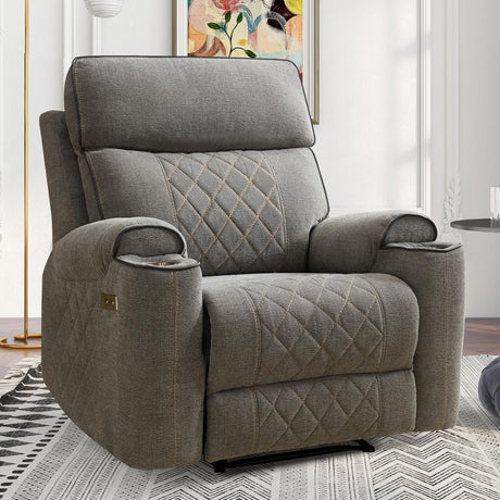 HAOMARKETS Electric Recliner Chair, Soft Fabric Power Recliners with Metal Cup Holders, Single Overstuffed Heavy Duty Reclining Sofa Chairs for Living Room Bedroom HAOMARKETS