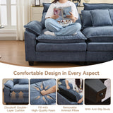 103'' Cloud Modern 3 Seater Couch with Detachable Headrest, Modular Sectional Sofa with Ottoman, Oversized L Shape Chenille Comfy Sofa with Armrests for Living Room, Blue Abbrevi