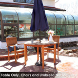 Sunnydaze Meranti Wood Round Outdoor Dining Table with Umbrella Hole - Teak Oil Finish - 42-Inch Sunnydaze