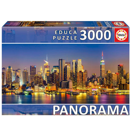 Educa - Panorama Puzzles - New York City Skyline - 3000 Piece Jigsaw Puzzle - Puzzle Glue Included - Completed Image Measures 47.24"x 37.79" - Ages 14+ (19948) Educa