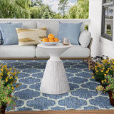 COSIEST Outdoor Side Table, Mushroom Shaped MgO Accent Table, Lightweight Patio End Table w Round Base, Top Plant Stand for Garden and Deck, Spotted White COSIEST