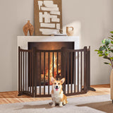 Yaheetech 36" H Extra Tall Freestanding Pet Gate 4-Panel Wooden Dog Fence with 2 Support Feet Folding Dog Gate for Indoor, Stairs, Doorway, Halls, Kitchen Wooden Pet Barrier Espresso, 79.5" L x 36" H Yaheetech