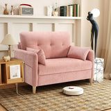 Urhanherry 47" Small Sofa Couch for Bedroom, Soft Chenille loveseat Mini Couch with Throw Pillow and Removable Cushion Cover for Small Spaces, Living Room, Apartment, Dorm, Office(Pink) Urhanherry