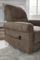 Signature Design by Ashley Aureta Classic Stain Resistant Power Lift Recliner with Side Pocket, Heat and Massage, Dark Brown Signature Design by Ashley