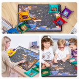 Becko US Jigsaw Puzzle Board with 6 Sorting Trays & Felt Cover, Foldable Puzzle Mat with Auxiliary Lines for Puzzle Storage Saver, Lightweight & Portable, for 1000 750 500 Piece Jigsaws Puzzles Becko US