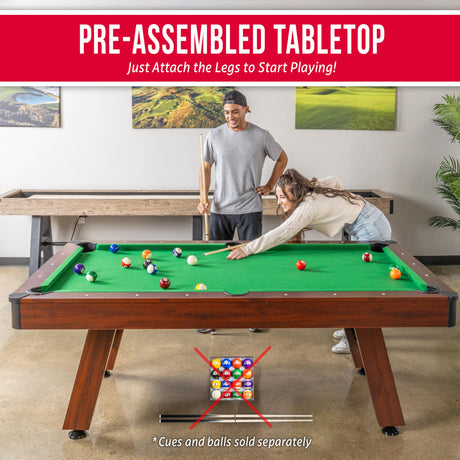 GoSports 7 ft Pool Table with Wood Finish - Billiards Game Room Table for Adults & Family - Accessories Not Included GoSports