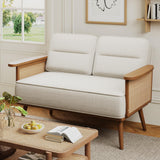 ALISH Loveseat Small Sofa Couch with Rattan Armrest Modern Settee Bench Dining Banquette Seat for Kitchen Dining Room Living Room ALISH
