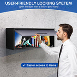 BYNSOE Metal Wall Storage Cabinet with Lock 1 Shelving Garage Storage Cabinet with Flip-Up Door Hanging Garage Cabinet for Kitchen Home Workshop,Assembly Required (Black, 13.7''H) BYNSOE