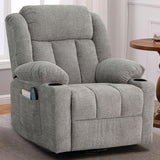 Ketaiyou Rocker Swivel Recliner Chair for Adults, Overstuffed Large Manual Recliner Glider with Massage and Heat, Comfy Soft Fabric Living Room Reclining Sofa Chair(Lime Gray) Ketaiyou
