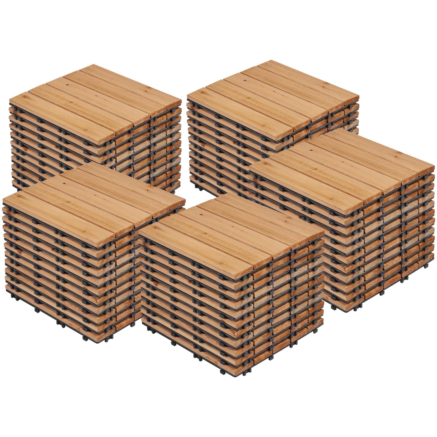 Yaheetech 55pcs Patio Deck Tiles 12 x 12in Interlocking Wood Composite Deck Wooden Flooring Deck Tiles Fir Wood Indoor & Outdoor, Natural Wood - WoodArtSupply