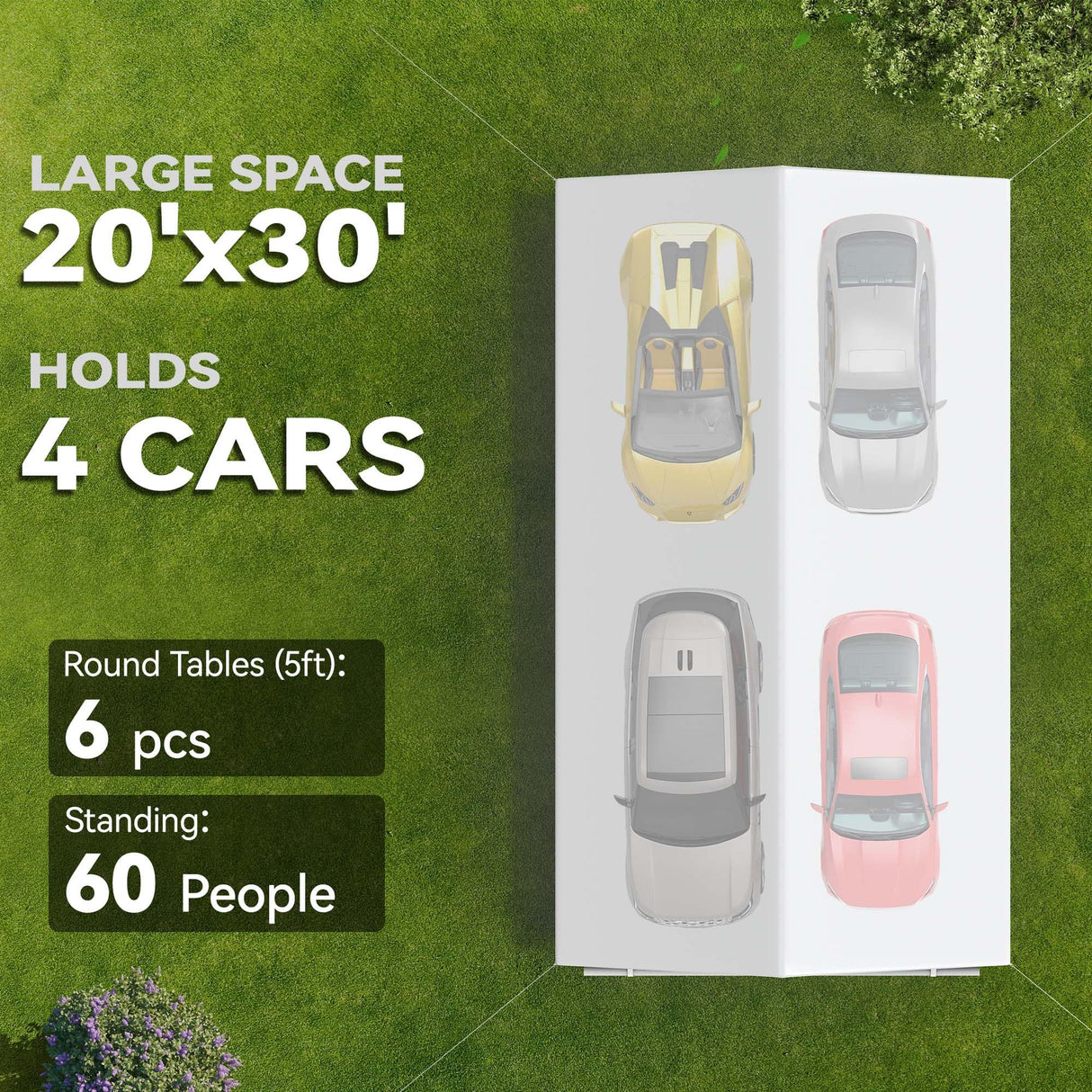 YITAHOME 20x30 ft Party Tent Heavy Duty Outdoor Wedding Event Shelters Upgraded Galvanized Canopy with Large White Roof, Removable PVC Sidewalls & 3 Storage Bags YITAHOME