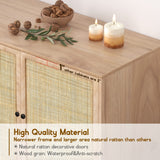 XIAO WEI Sideboard with Handmade Natural Rattan Woven Doors, Rattan Cabinet Console Table Storage Cabinet Buffet Cabinet, for Kitchen, Living Room, Hallway, Entryway-2 Pieces(Natural) XIAO WEI