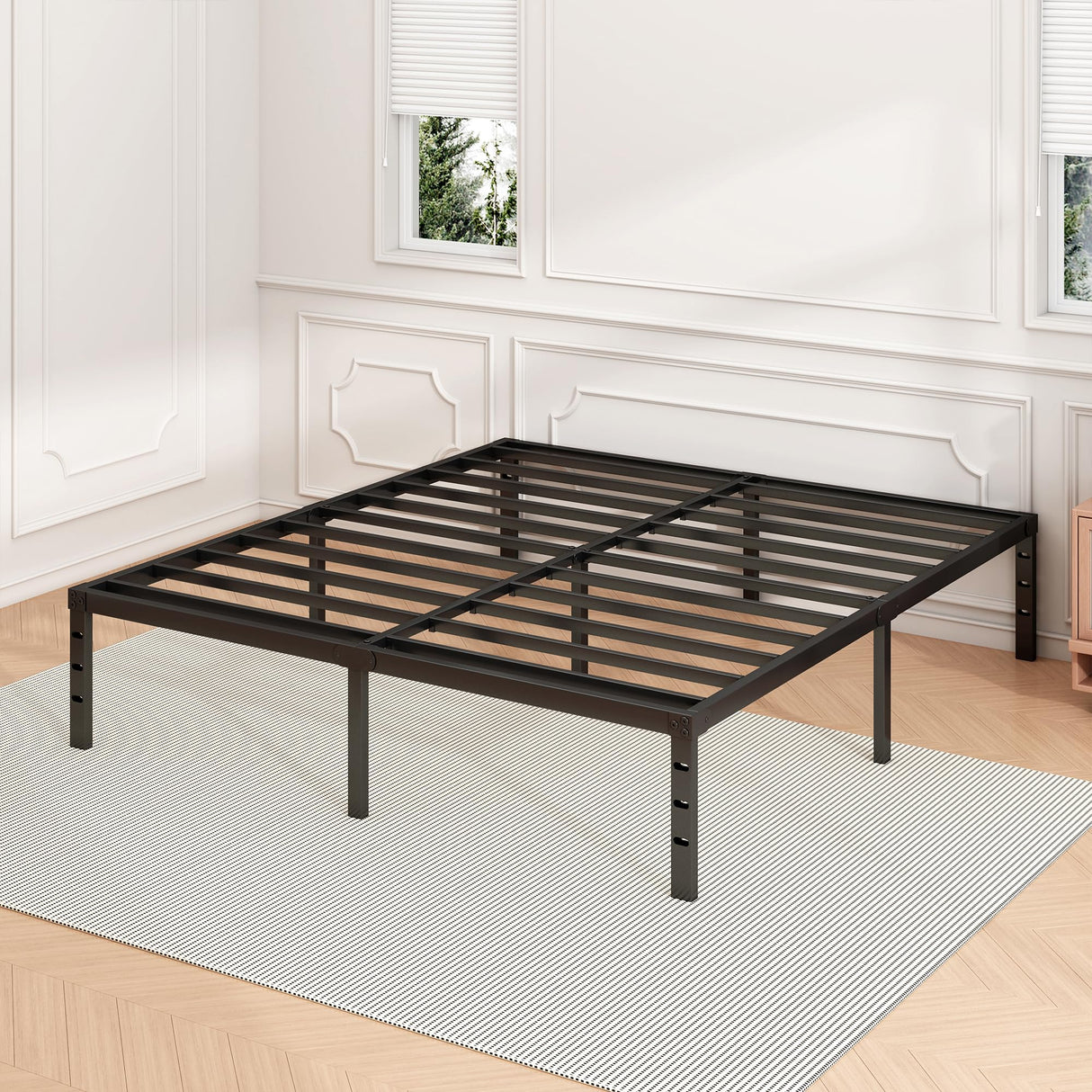 Hafenpo 18 Inch Heavy Duty King Bed Frame - Sturdy Metal Platform with Under-Bed Storage Hafenpo