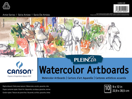 Canson Artist Series Plein Air Watercolor Paper, Fold Over Art Board, 9x12 inches, 10 Sheets - Artist Paper for Adults and Students - Watercolors, Mixed Media, Markers and Art Journaling Canson