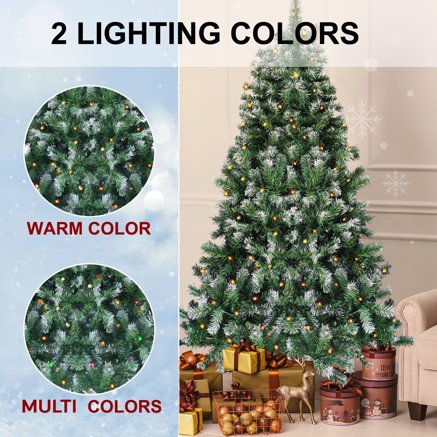 STRIGHT Rotating Artificial Christmas Tree with LED Lights, 6FT 360 Degree Displays Artificial Tree Great for Home, Office, & Parties Holiday Thanksgiving Xmas Decorations