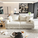 Ball & Cast 4 Seater Cloud Sectional Couch,102.4" Modern Modular Sectional Sofa with Deep Seat & Pillows,Plush Corduroy Comfy Convertible Sofa Couches for Living Room,Beige Ball & Cast