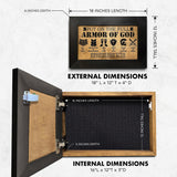 Full Armor of God Wall Gun Safe - Religious Hidden Gun Safe - Handcrafted Concealment Furniture for Guns - Quick Access Firearm Storage with Magnetic Lock - Hidden Shelf Safe by Bellewood Designs Bellewood Designs