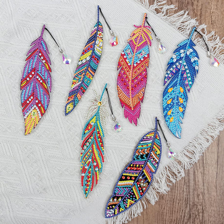 Acudotr 6 Pack Diamond Painting Bookmarks with Tassel, DIY Diamond Art Acrylic Bookmarks Kits for Read & Crafts Lovers Acudotr