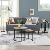 Yaheetech Nesting Coffee Table Set of 2, Nesting Table, Rustic Stacking Side Tables, Nesting End Table Set w/Round Wooden Tabletop and Sturdy Metal Base for Living Room,Small Space, Gray Yaheetech