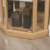 Ball & Cast 70" H Lighted Corner Curio Cabinet, Glass Display Cabinet with 5 Tempered Adjustable Glass Shelves and Doors,Include Light Bulb, Rack for Living Room,Light Oak Ball & Cast