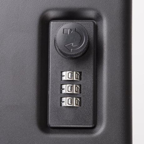 Stalwart Portable Gun Safe – Top Opening Personal Steel Travel Combination Lock Box with 1500 Pound Test Tether Cable for Car, Desk or Home Stalwart