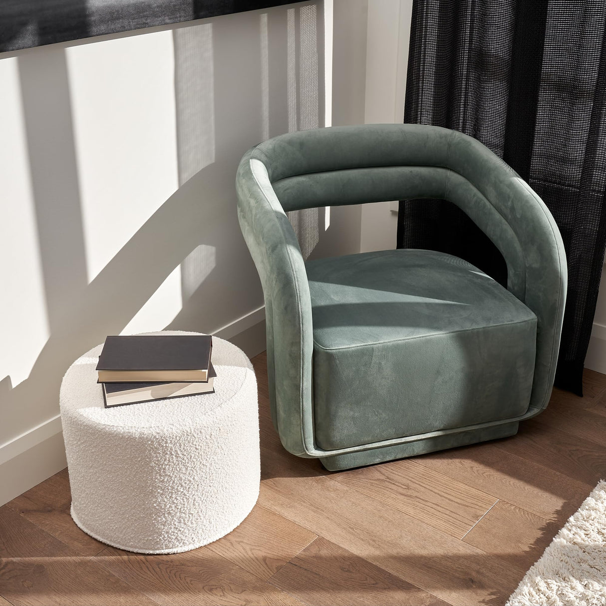 ZICOTO Beautiful Boucle Pouf Ottoman and Foot Rest - Elevate Your Living Room Decor with Lightweight Comfort and Charm - A Round Modern Foam Filled Foot Stool Perfect to Rest Your Feet ZICOTO