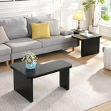 FIVEGIVEN Black Modern Coffee Table - Modular L Shaped Convertible to Square/Rectangle, 47.2 Inch Wooden Coffee Table with Rounded Corners & Adjustable Feet FIVEGIVEN