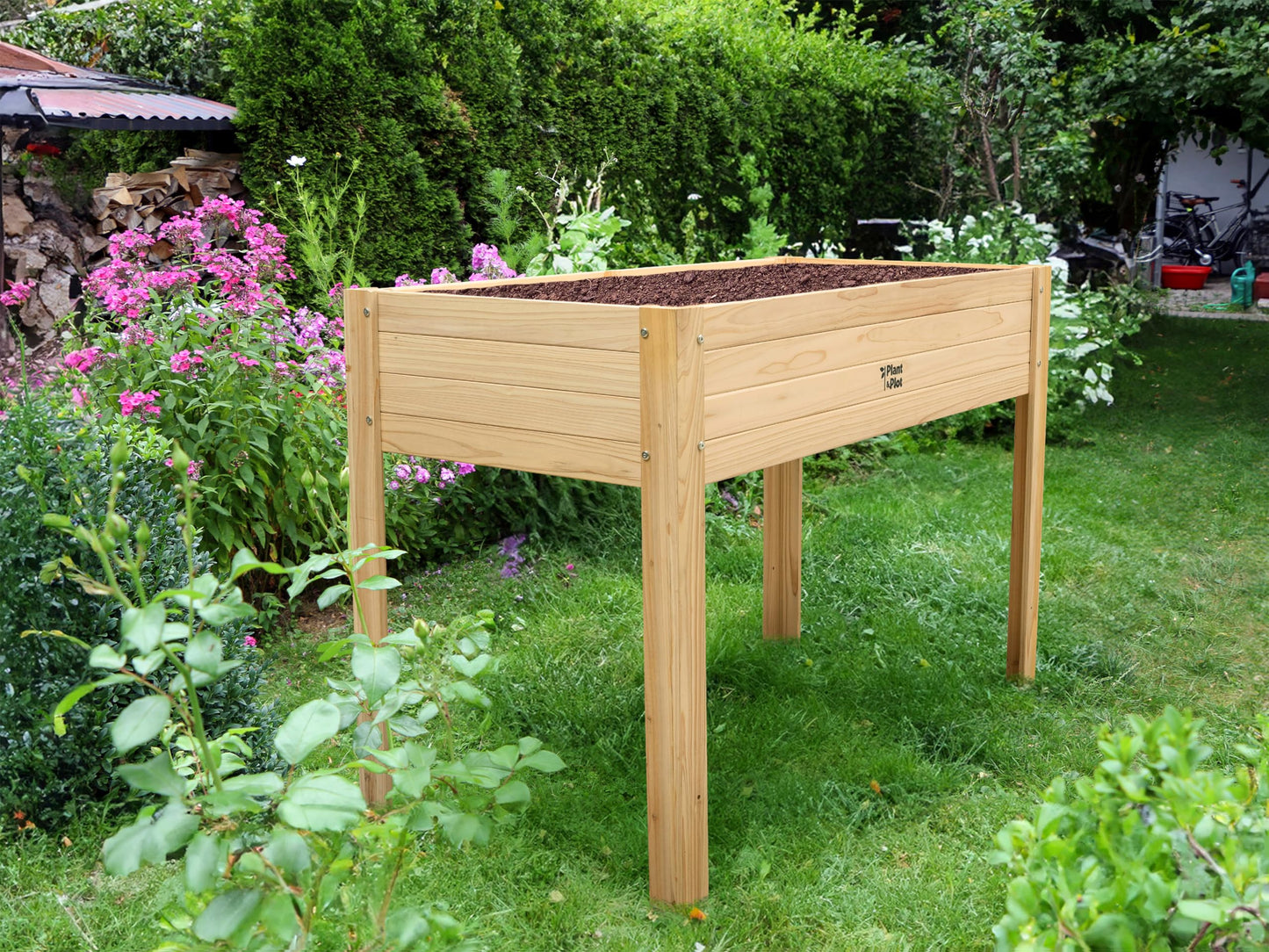 Wooden Raised Garden Bed with Legs for Outdoor // 48×24×33in Elevated Planter Box for Vegetables, Flowers // Large Wood Raised Beds for Backyard Patio Gardening