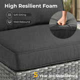 HOOOWOOO Patio Outdoor Sectional Furniture Sofa Set with Fire Pit Table,13 Piece L Shaped Wicker Couch Set with Swivel Chairs,Modern 10 Persons Summer Patio Conversation Set(Black) HOOOWOOO