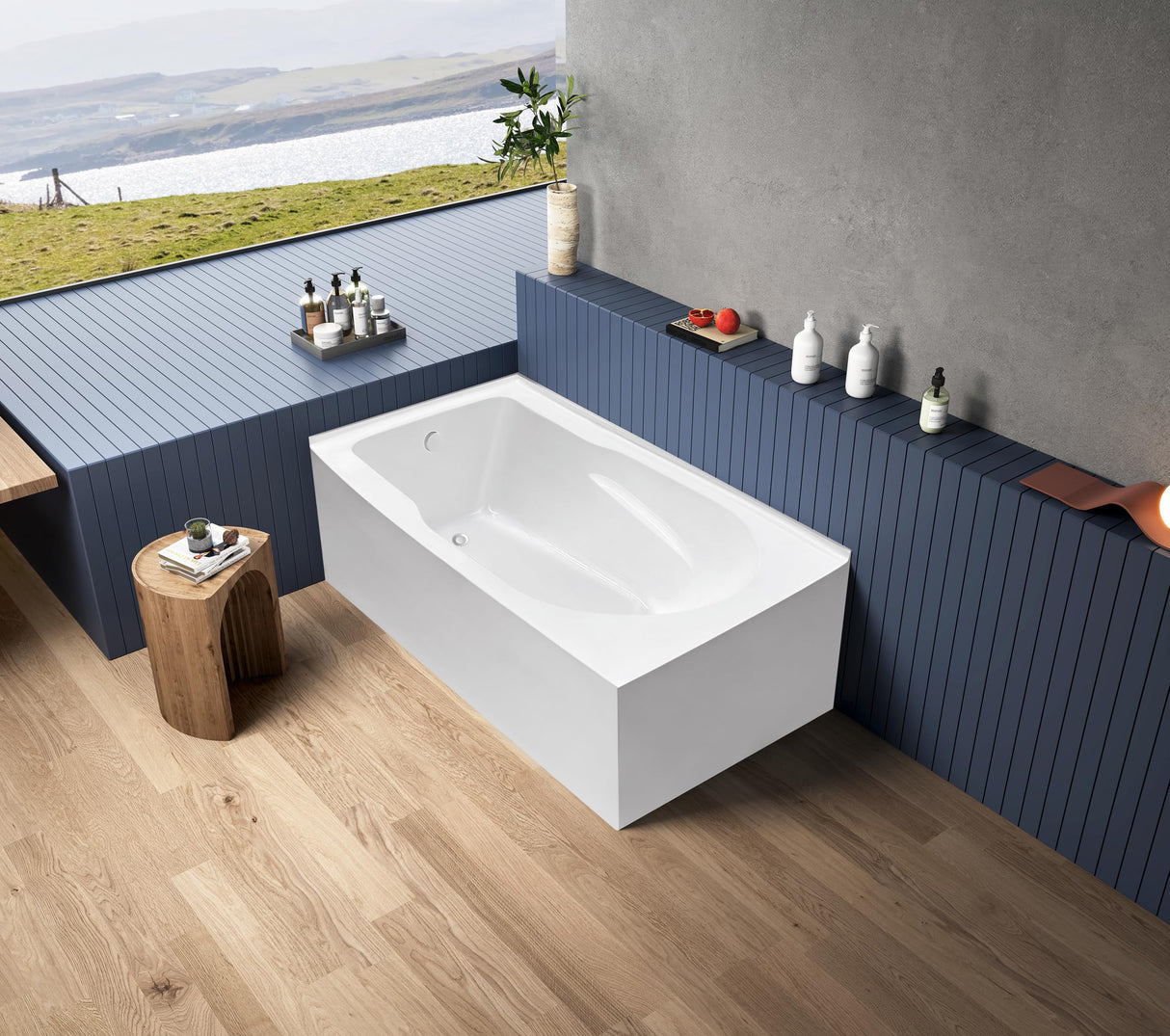 Aqua Eden VTAM6032L21TS 60-Inch Acrylic 2-Wall Corner Alcove Tub with Left Hand Drain, White Kingston Brass