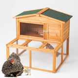 TAKUKA Outdoor Mobile Wooden Chicken Coop with Run， Small Animals Rabbit Hutch with Nest Box, 2 Story Duck Cage Hutch with Weatherproof for Backyard (43W*38D*39H) TAKUKA