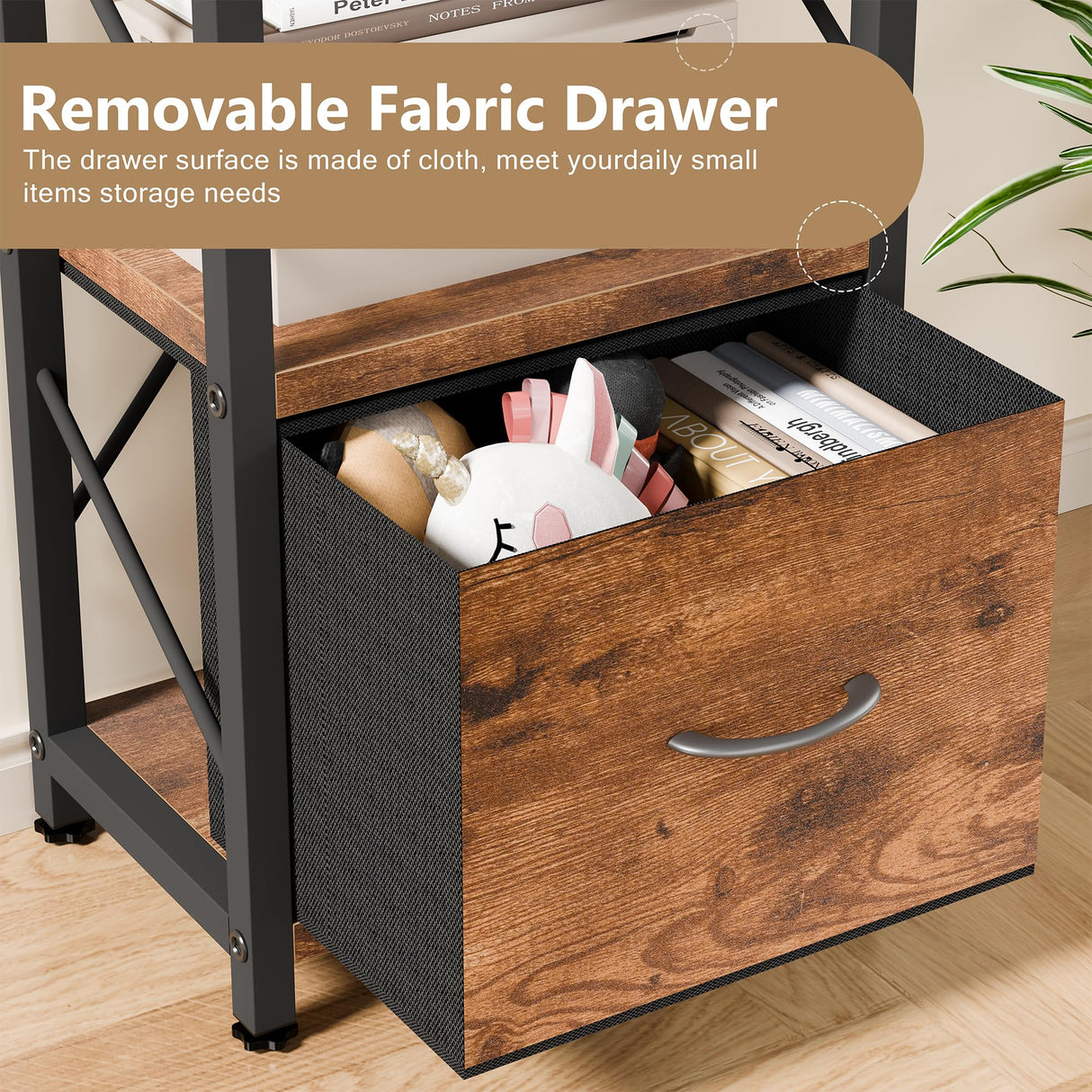 Shintenchi Bookshelf, 5 Tier Bookcase with Drawer, Modern Tall Bookshelves Storage Organizer, Industrial Book Shelves for Bedroom, Living Room, Office, Rustic Brown Shintenchi