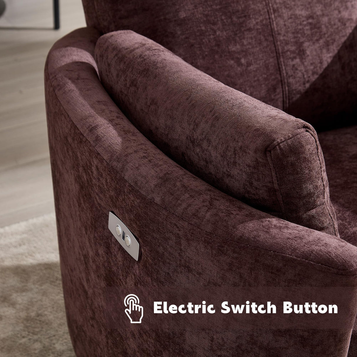 Power Swivel Glider Rocking Recliner,Electric Recliner Upholstered Nursery Chair Adult Rocking Chair with 2 Pillows for Living Room Bedroom(Coffee, Power-Driven) choairy