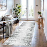 Lahome Abstract Grey Long Runners for Hallways, Washable 2.5x10 Non-Skid Low-Pile Rug Runners for Hallways Non-Slip 10 ft Modern Ombre Indoor Floor Runner for Kitchen Entryway Lahome