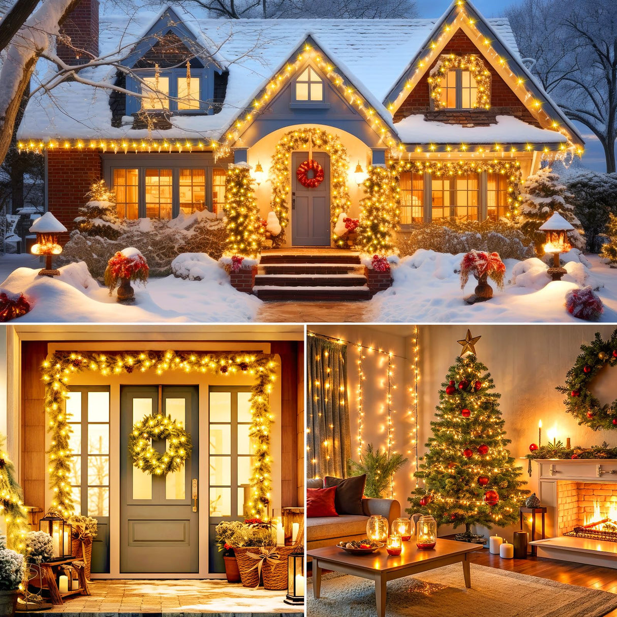 Minetom 328 Ft 1000 LED Christmas Tree Lights Outdoor Indoor String Lights with 8 Modes Waterproof Twinkle Xmas Light with Remote, Plug in Rice Lights for Tree Room Yards Patio Christmas Decorations Minetom