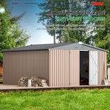 AECOJOY 12' x 12' Shed Metal, Outdoor Storage Sheds & Outdoor Storage 12' x 12' with Lockable Doors, Large Steel Yard Shed, Utility and Tool Storage for Garden, Backyard, Patio, Outside use in Grey AECOJOY