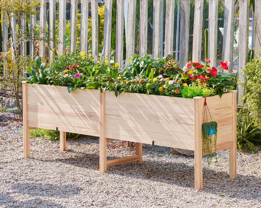 AMERLIFE 18 Inch Deep Wooden Raised Garden Planter 8x2FT Raised Garden Bed with Legs Elevated Planter Box Elevated Garden Planters for Deep-Rooted Plants 800lb Capacity Outdoors Patio Backyard