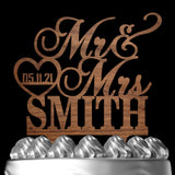Wedding Cake Toppers, Personalized Mr & Mrs Heart, Customized Wedding Date & Last Name To Be Bride & Groom | Wood Cake Toppers, Wedding Party Cake Sugar Yeti