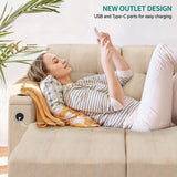 YITAHOME Sleeper Sofa, L-Shaped Sofa Couch w/Chaise & USB, 4-seat Fabric Convertible Couch Bed w/Pull Out Bed & Storage, Reversible Sectional Sofa for Living Room, Beige YITAHOME