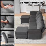 Weture Modular Sectional Sofa with Storage, U Shaped Sectional Couch for Living Room, Convertible Modular Sofa Couch with Ottomans, High Supportive & Soft Sponge, 6 Seat, Darkgrey Weture