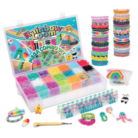 Rainbow Loom® MEGA Combo Set, Features 7000+ Colorful Rubber Bands, 2 Step-by-Step Bracelet Instructions, Organizer Case, Great Gift for Kids 7+ to Promote Fine Motor Skills (Packaging May Vary) Rainbow Loom